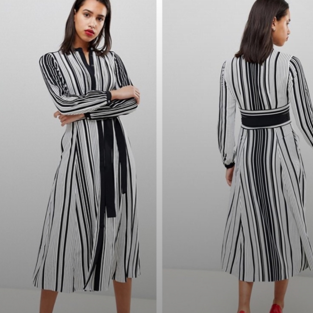Karen Millen Monochrome Long Sleeve Dress